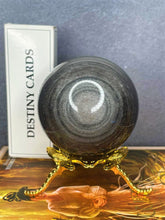 Load image into Gallery viewer, Silver Sheen Obsidian Crystal Sphere Healing Stone