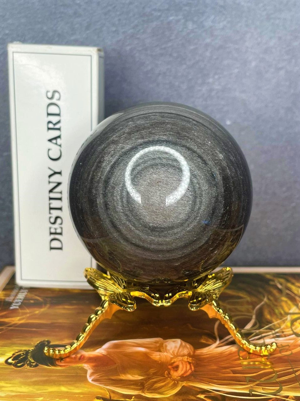 Silver Sheen Obsidian Crystal Sphere Healing Stone