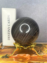 Load image into Gallery viewer, Silver Sheen Obsidian Crystal Sphere Healing Stone

