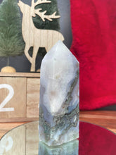 Load image into Gallery viewer, Stunning Blue Moss Agate Quartz Crystal Tower Point