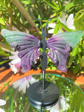 Load image into Gallery viewer, Mini Purple And Green Fluorite Crystal Butterfly Wings
