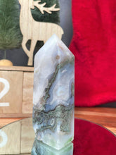 Load image into Gallery viewer, Stunning Blue Moss Agate Quartz Crystal Tower Point