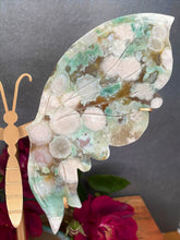Load image into Gallery viewer, High Quality Green Flower Agate Crystal Butterfly Wings