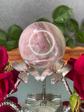 Load image into Gallery viewer, Fluorite Crystal Sphere Green & Pink With Rainbow