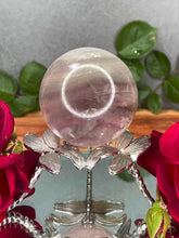 Load image into Gallery viewer, Fluorite Crystal Sphere Green & Pink With Rainbow