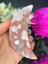 Load image into Gallery viewer, Pink Amethyst Flower Agate Crescent Moon
