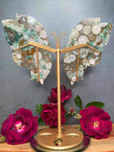 Load image into Gallery viewer, Rare High Quality Green Flower Agate Crystal Butterfly Wings