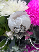 Load image into Gallery viewer, White Agate With Raw Druzy Crystal Sphere Ball