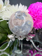 Load image into Gallery viewer, Stunning Green Quartz Flower Agate Crystal Sphere Ball