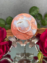 Load image into Gallery viewer, High Quality Pink Agate Crystal Sphere With Druzy