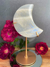 Load image into Gallery viewer, Healing Moonstone Crescent Moon With Stunning Blue Flash