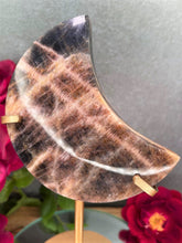 Load image into Gallery viewer, Enchanting Black Moonstone Sunstone Flash Crystal Crescent Moon