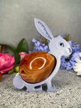 Load image into Gallery viewer, Druzy Carnelian Crystal Egg Carving With Adorable Easter Bunny Stand