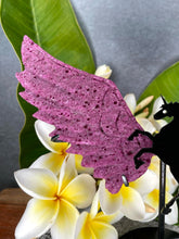 Load image into Gallery viewer, Honeycomb Ruby Unicorn Crystal Wings With Black Stand