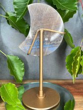Load image into Gallery viewer, Protection Moonstone Crystal Crescent Moon With Blue & Sunstone Flash