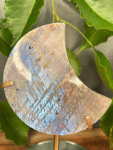 Load image into Gallery viewer, Breathtaking Moonstone Crystal Crescent Moon With Blue & Sunstone Flash