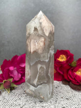 Load image into Gallery viewer, Natural Green Quartz Flower Agate Crystal Tower Point