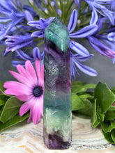 Load image into Gallery viewer, Colorful Snowflake Fluorite Crystal Tower Point