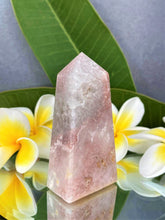 Load image into Gallery viewer, Pink Amethyst Green Quartz Crystal Tower Obelisk Point
