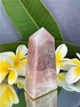Load image into Gallery viewer, Pink Amethyst Green Quartz Crystal Tower Obelisk Point