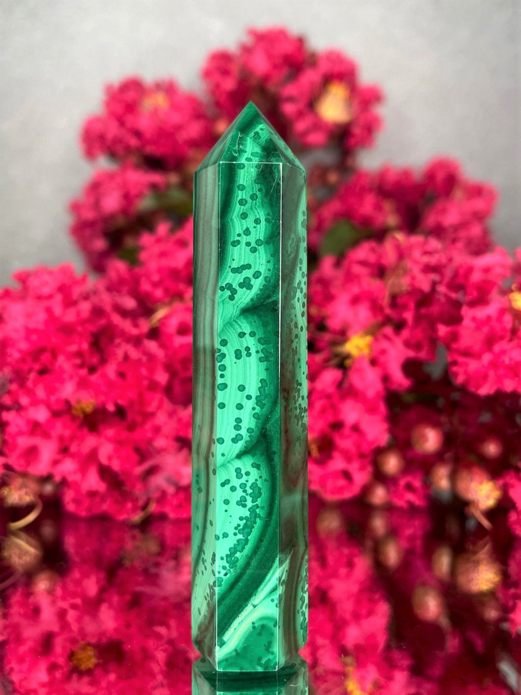 Stunning Natural Malachite Crystal Tower Point