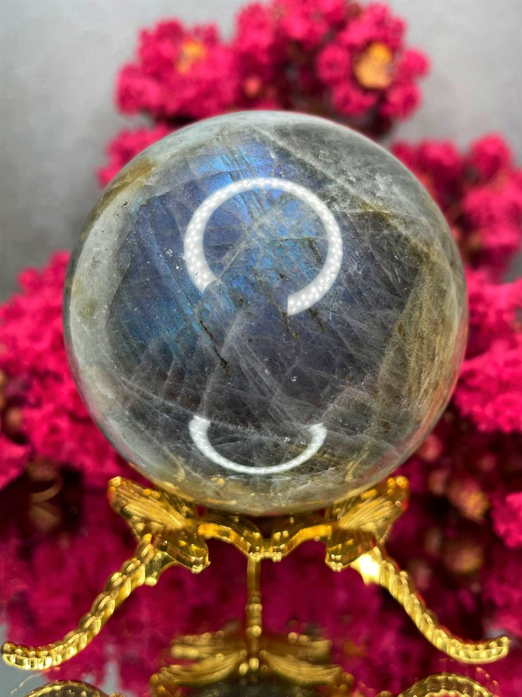 Stunning Labradorite Crystal Sphere With Flash
