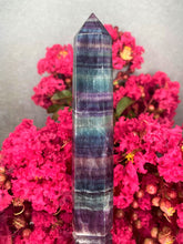 Load image into Gallery viewer, Stunning Colourful Fluorite Crystal Tower Point