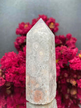 Load image into Gallery viewer, Soothing Green Quartz Flower Agate Crystal Tower Point