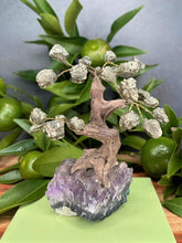 Load image into Gallery viewer, Tranquil Tree of Life Amethyst Cluster Base & Pyrite Stone Leaves