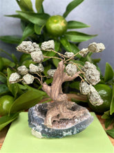 Load image into Gallery viewer, Calming Tree of Life Amethyst Cluster Base & Pyrite Stone Leaves