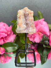 Load image into Gallery viewer, Pink Amethyst Crystal Geode With Druzy On Fixed Stand 02