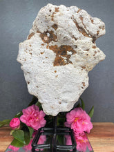 Load image into Gallery viewer, Stunning Pink Amethyst Crystal Slab On Stand Raw Natural Backside