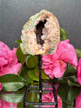 Load image into Gallery viewer, Pink Amethyst Crystal Geode With Druzy On Fixed Stand 09