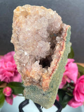 Load image into Gallery viewer, Pink Amethyst Crystal Geode With Druzy On Fixed Stand 45