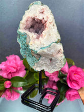 Load image into Gallery viewer, Pink Amethyst Crystal Geode With Druzy On Fixed Stand 47
