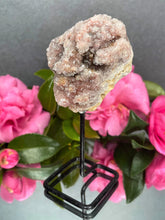 Load image into Gallery viewer, Pink Amethyst Crystal Geode With Druzy On Fixed Stand 06