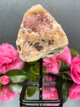Load image into Gallery viewer, Pink Amethyst Crystal Geode With Druzy On Fixed Stand 33