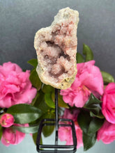 Load image into Gallery viewer, Pink Amethyst Crystal Geode With Druzy On Fixed Stand 03