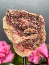 Load image into Gallery viewer, Pink Amethyst Crystal Geode With Druzy On Fixed Stand 19