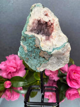 Load image into Gallery viewer, Pink Amethyst Crystal Geode With Druzy On Fixed Stand 47