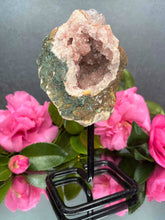 Load image into Gallery viewer, Pink Amethyst Crystal Geode With Druzy On Fixed Stand 27