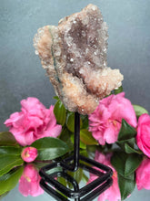 Load image into Gallery viewer, Pink Amethyst Crystal Geode With Druzy On Fixed Stand 21
