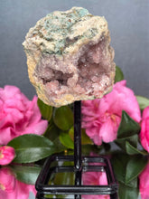 Load image into Gallery viewer, Pink Amethyst Crystal Geode With Druzy On Fixed Stand 20