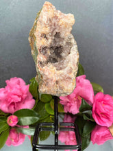 Load image into Gallery viewer, Pink Amethyst Crystal Geode With Druzy On Fixed Stand 40