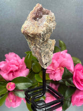 Load image into Gallery viewer, Pink Amethyst Crystal Geode With Druzy On Fixed Stand 25