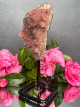 Load image into Gallery viewer, Pink Amethyst Crystal Geode With Druzy On Fixed Stand 17
