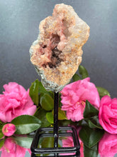 Load image into Gallery viewer, Pink Amethyst Crystal Geode With Druzy On Fixed Stand 29