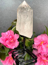 Load image into Gallery viewer, Rough Raw Natural Clear Quartz Point Crystal On Stand