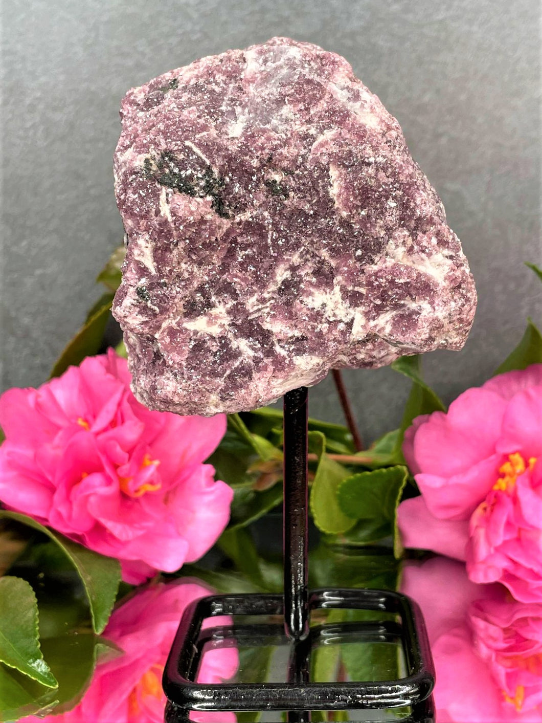Stunning Lepidolite Stone Crystal On Fixed Stand