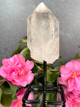 Load image into Gallery viewer, Rough Raw Natural Clear Quartz Point Crystal On Stand